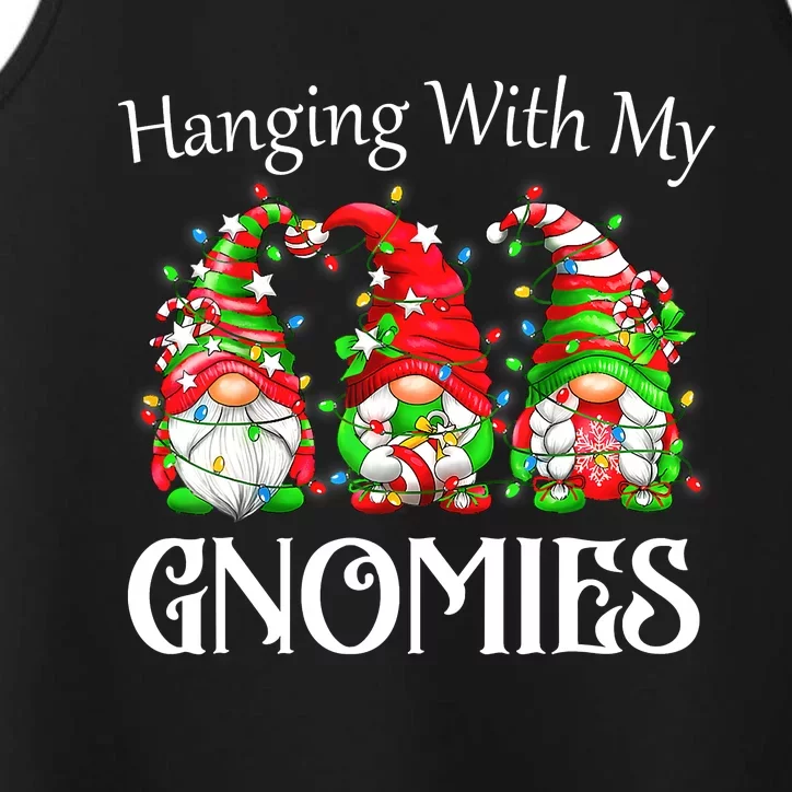 Funny Christmas Gnome Hanging With My Gnomies Family Pajamas Performance Tank