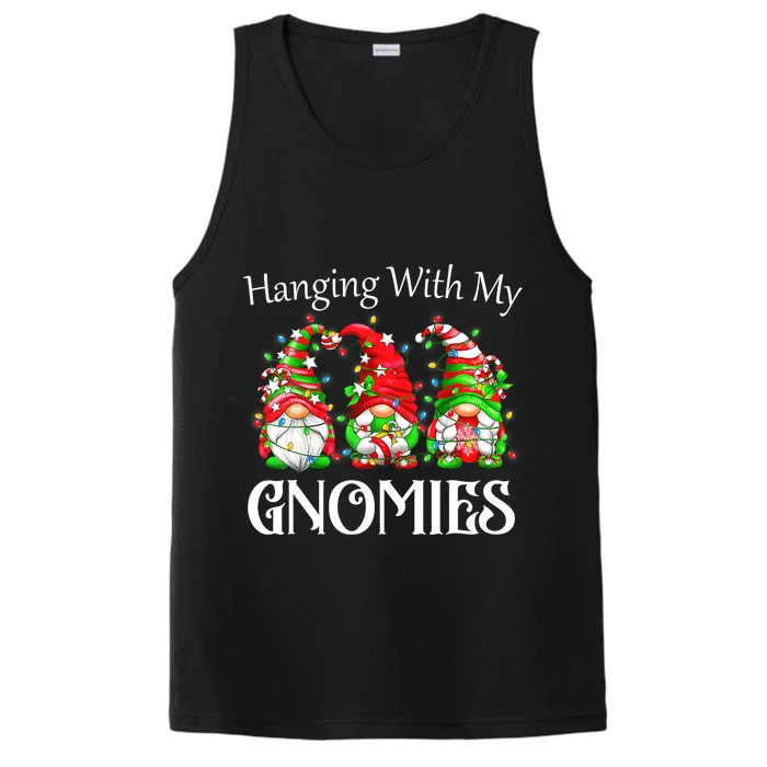 Funny Christmas Gnome Hanging With My Gnomies Family Pajamas Performance Tank