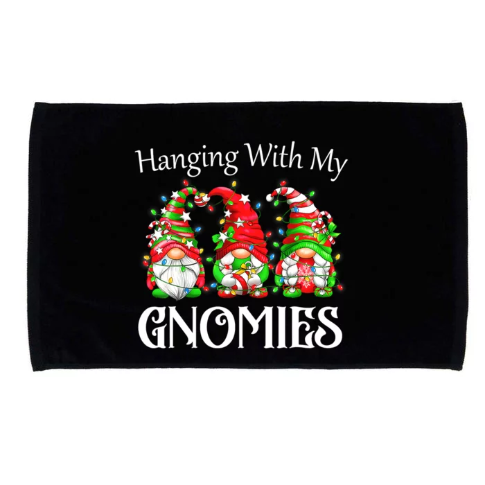 Funny Christmas Gnome Hanging With My Gnomies Family Pajamas Microfiber Hand Towel