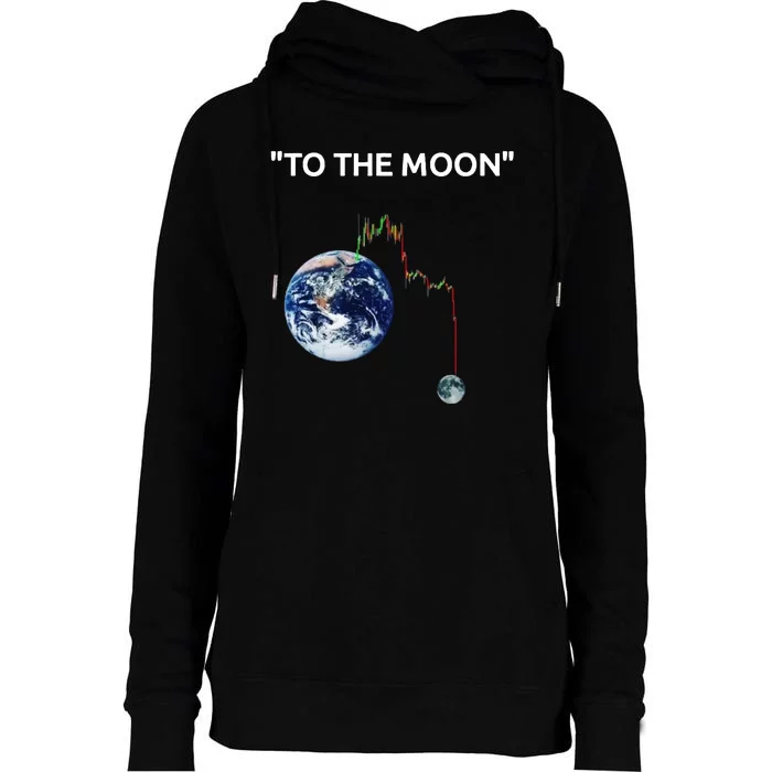 Funny Crypto Going Down To The Moon Womens Funnel Neck Pullover Hood