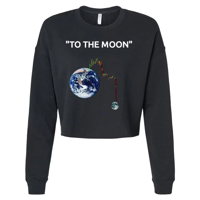 Funny Crypto Going Down To The Moon Cropped Pullover Crew