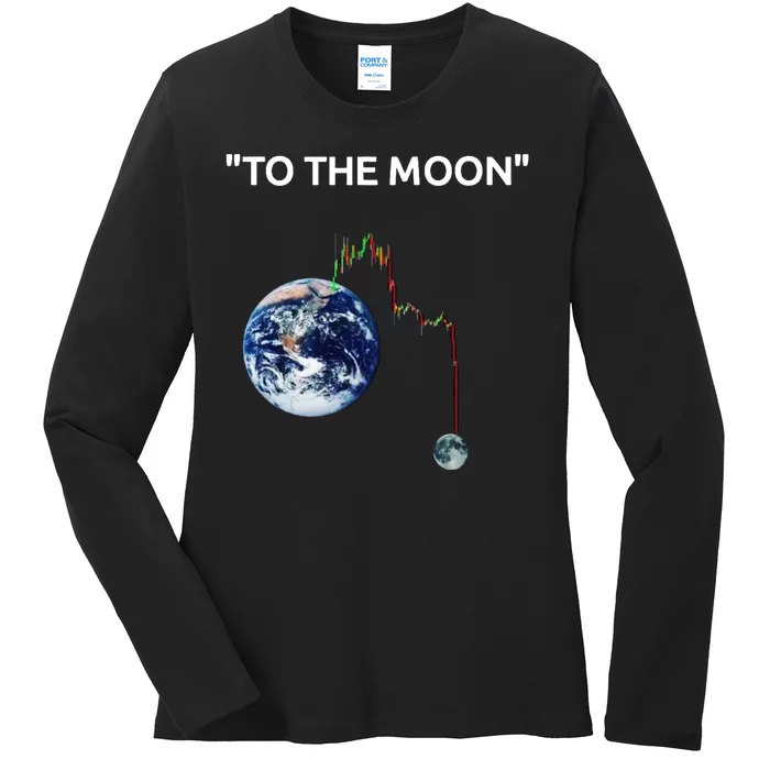 Funny Crypto Going Down To The Moon Ladies Long Sleeve Shirt