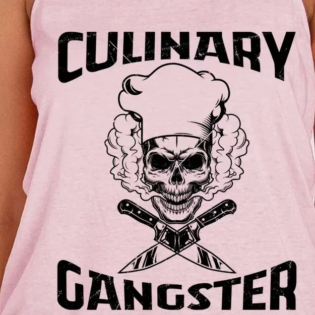 Funny Culinary Gangster Cool Cooking Guru Foodie Great Gift Women's Knotted Racerback Tank