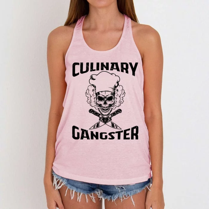 Funny Culinary Gangster Cool Cooking Guru Foodie Great Gift Women's Knotted Racerback Tank