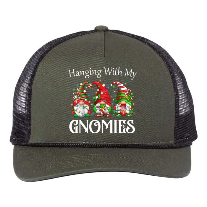 Funny Christmas Gnome Hanging With My Gnomies Family Pajamas Meaningful Gift Retro Rope Trucker Hat Cap