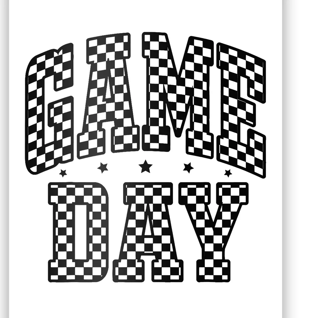 Funny Checkered Game Day Football Black White Gift Poster