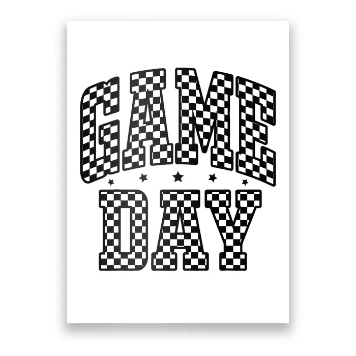 Funny Checkered Game Day Football Black White Gift Poster