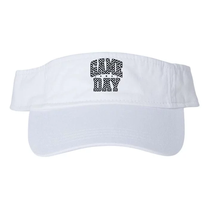 Funny Checkered Game Day Football Black White Gift Valucap Bio-Washed Visor