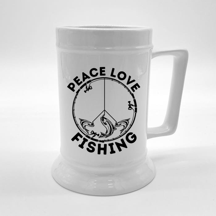 Fisher Cool Gift Love Peace Fishing Fisher Fisher Meaningful Gift Front & Back Beer Stein