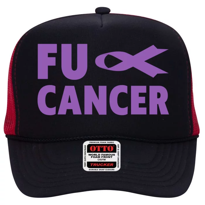 Fuck Cancer Gift Cute Gift Fu Testicular Cancer Awareness Funny Gift High Crown Mesh Trucker Hat