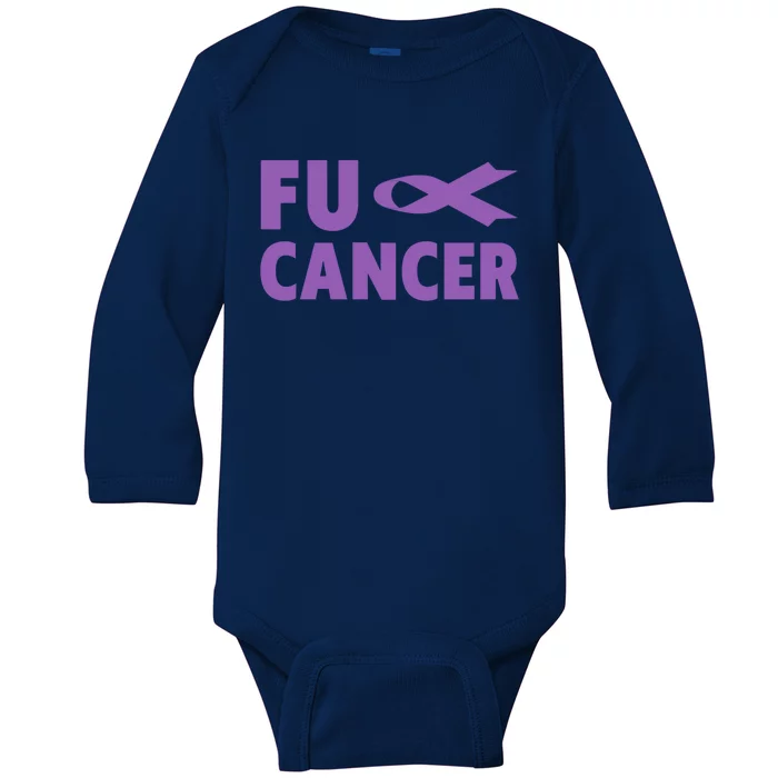 Fuck Cancer Gift Cute Gift Fu Testicular Cancer Awareness Funny Gift Baby Long Sleeve Bodysuit