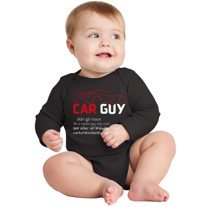 Funny Car Guy Definition  Sport Car Lover Car guy Mechanic Baby Long Sleeve Bodysuit