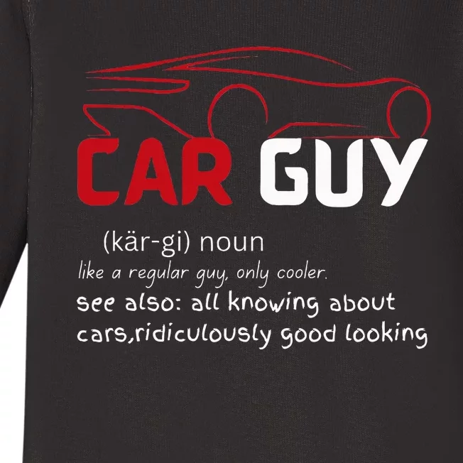 Funny Car Guy Definition  Sport Car Lover Car guy Mechanic Baby Long Sleeve Bodysuit