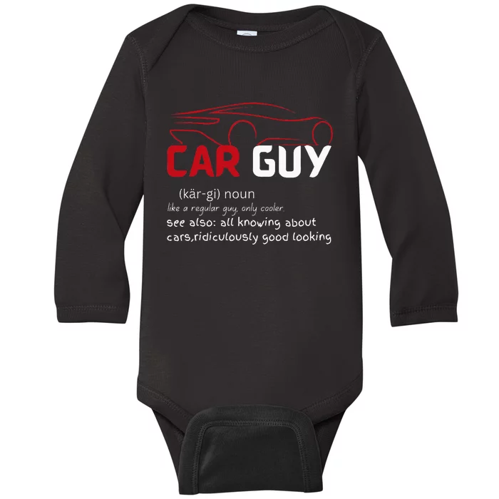 Funny Car Guy Definition  Sport Car Lover Car guy Mechanic Baby Long Sleeve Bodysuit