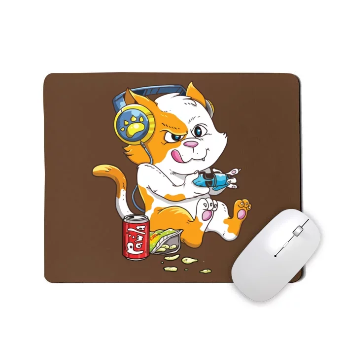 Funny Cat Gaming Cat Lover Kawaii Video Games Funny Gamer Mousepad