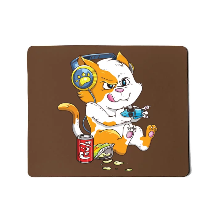 Funny Cat Gaming Cat Lover Kawaii Video Games Funny Gamer Mousepad