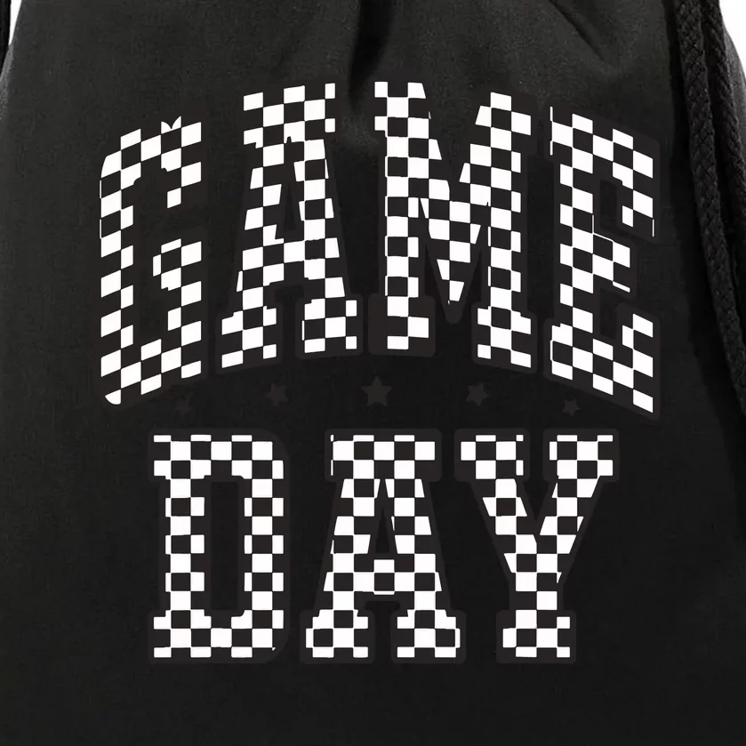 Funny Checkered Game Day Football Black White Gift Women Drawstring Bag