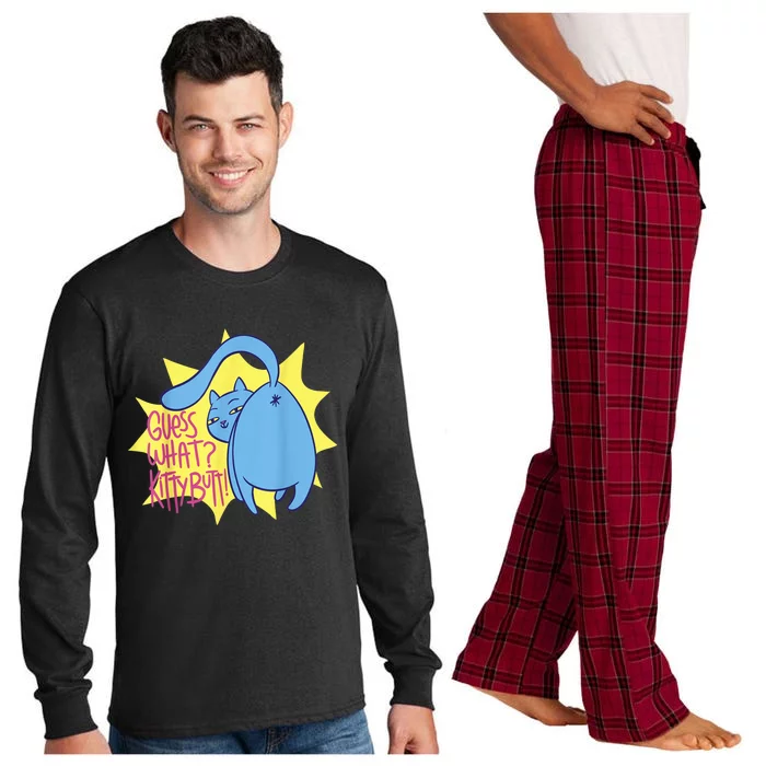 Funny Cat Guess What? Kitty Butt! Wo  Gifts Long Sleeve Pajama Set