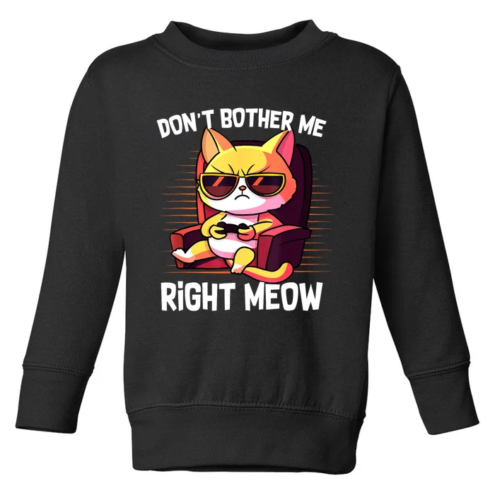 Funny Cat Gamer Don’T Bother Me Right Meow Video Games Lover Toddler Sweatshirt