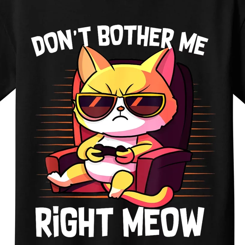 Funny Cat Gamer Don’T Bother Me Right Meow Video Games Lover Kids T-Shirt