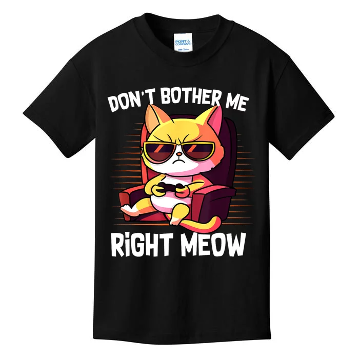 Funny Cat Gamer Don’T Bother Me Right Meow Video Games Lover Kids T-Shirt