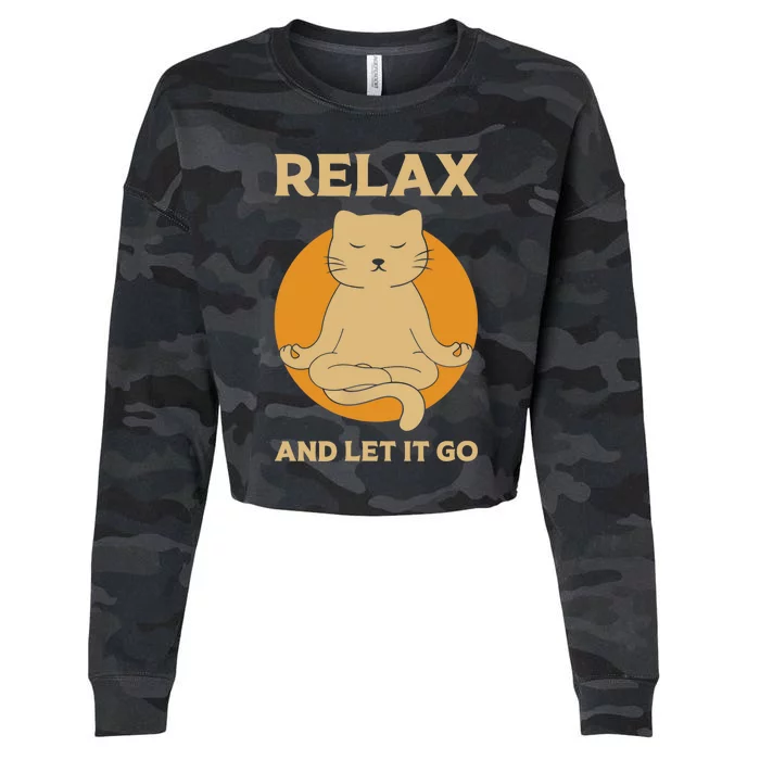 Funny cat Graphic Yoga Zen meditation Cropped Pullover Crew