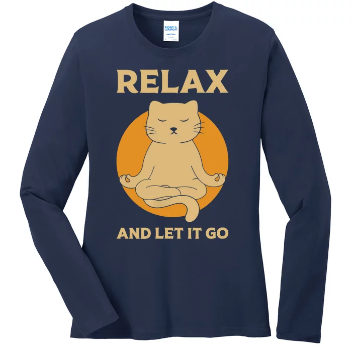 Funny cat Graphic Yoga Zen meditation Ladies Long Sleeve Shirt