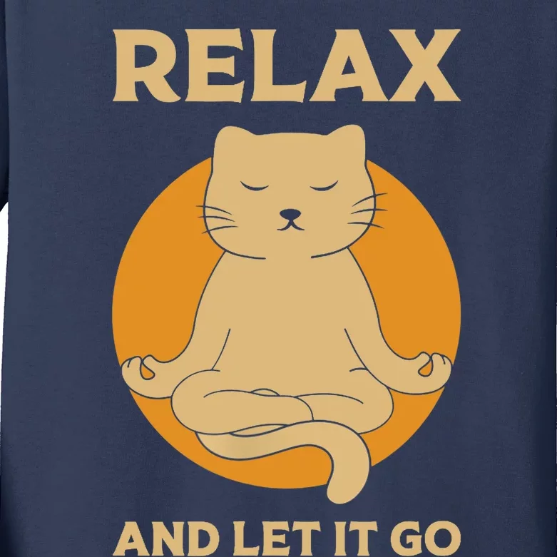 Funny cat Graphic Yoga Zen meditation Kids Long Sleeve Shirt