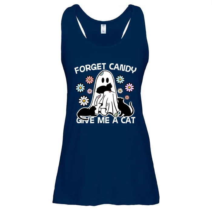 Forget Candy Give Me A Cat Funny Treat Or Tricking Halloween Ladies Essential Flowy Tank