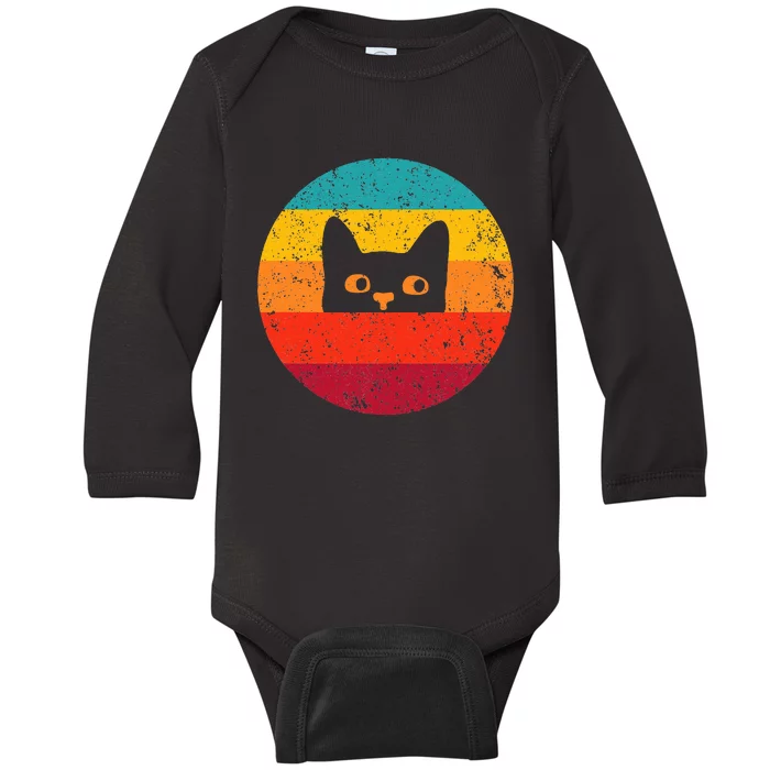 Funny Cat Gift Retro Vintage Baby Long Sleeve Bodysuit