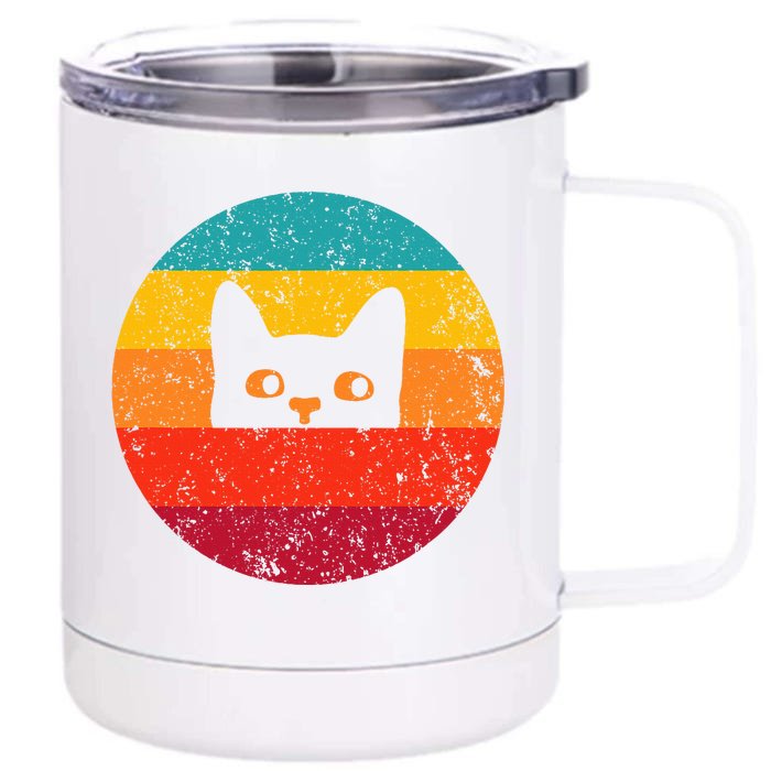 Funny Cat Gift Retro Vintage Front & Back 12oz Stainless Steel Tumbler Cup