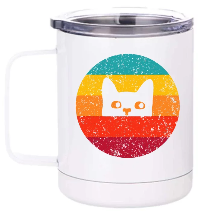 Funny Cat Gift Retro Vintage Front & Back 12oz Stainless Steel Tumbler Cup