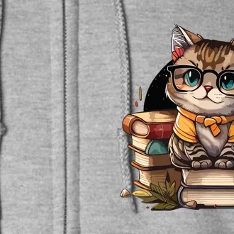 Funny Cat Gift For Kitten Lovers Cute Cat Librarian Book Full Zip Hoodie