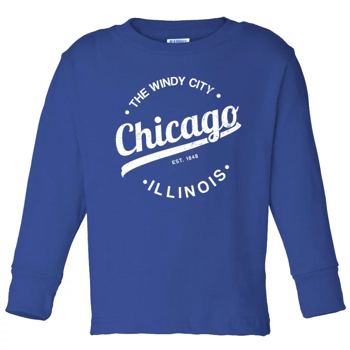 Funny Chicago Gift Windy City Tee Usa Metropolis Gift Toddler Long Sleeve Shirt