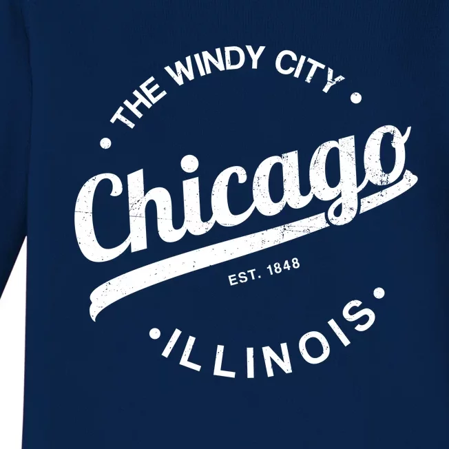 Funny Chicago Gift Windy City Tee Usa Metropolis Gift Baby Long Sleeve Bodysuit