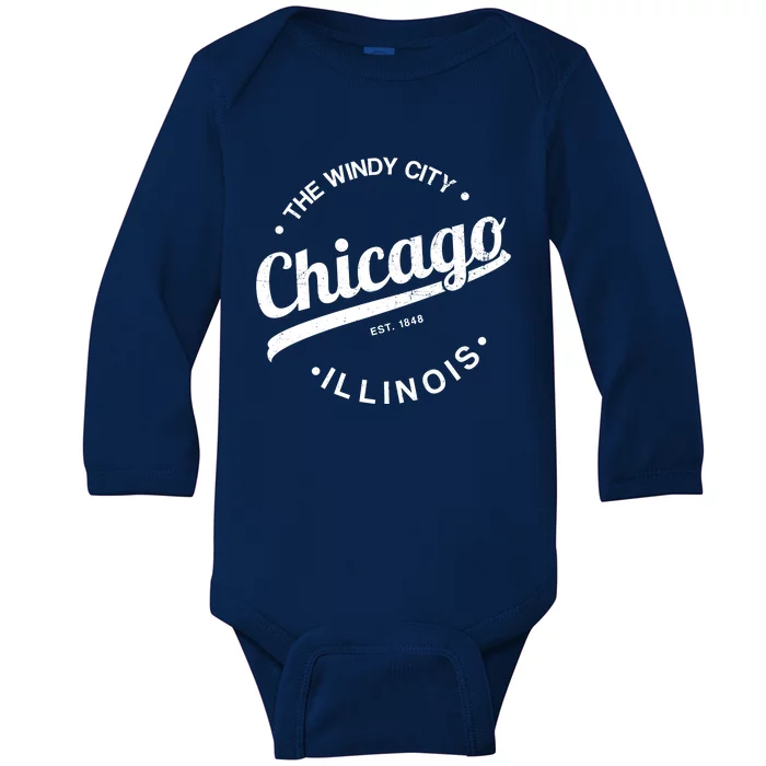 Funny Chicago Gift Windy City Tee Usa Metropolis Gift Baby Long Sleeve Bodysuit