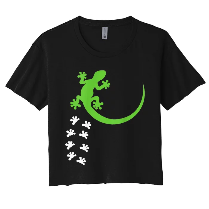 Fun Crested Gecko Eyelash Lizard Reptile Pet Herpetologist Women's Crop Top Tee