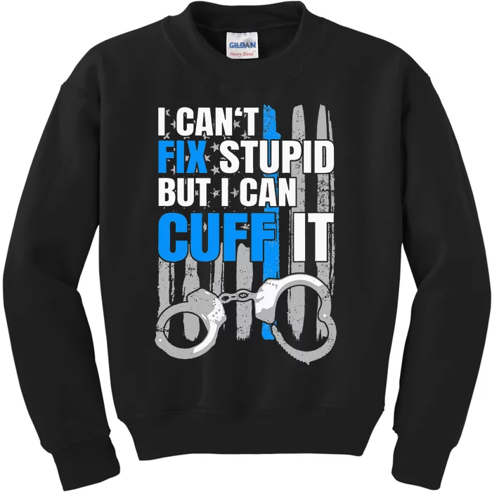 Funny Cop Gift Handcuffs Police Law Enforcement Kids Sweatshirt