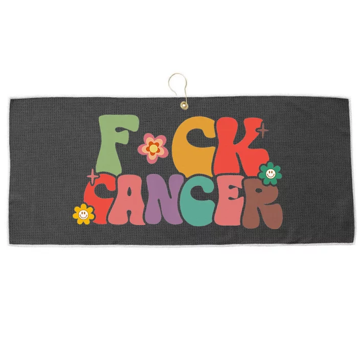 Fuck Cancer Groovy Retro Large Microfiber Waffle Golf Towel