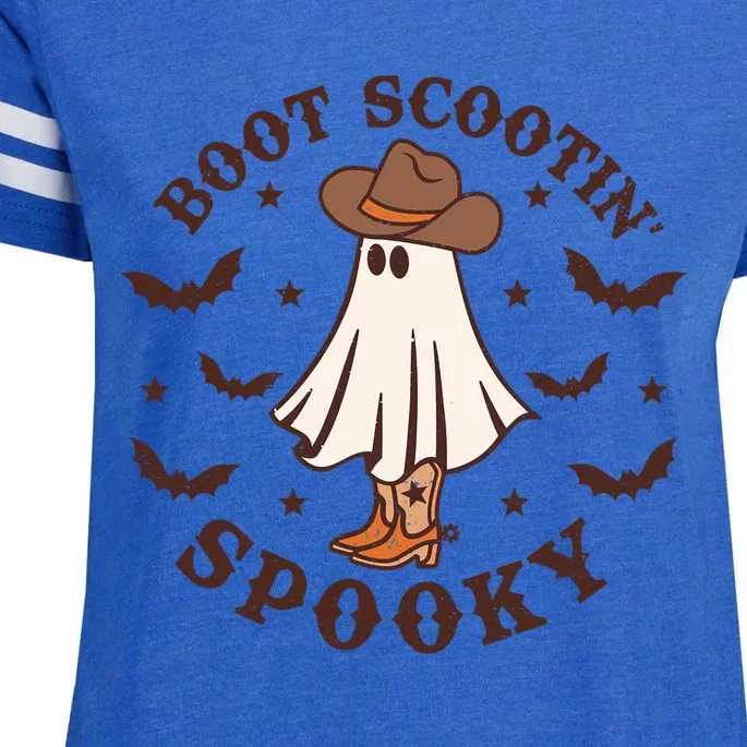 Funny Cow Ghost Boot Scooting Spooky Western Halloween Cute Gift Enza Ladies Jersey Football T-Shirt