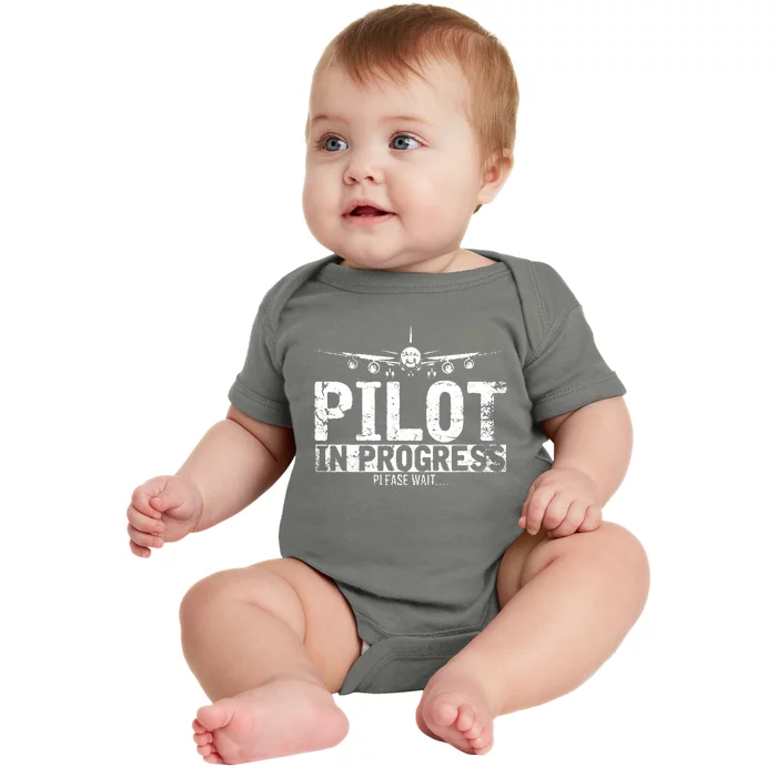 Funny Copilot Gift Flight Pilot In Progress Future Pilot Baby Bodysuit