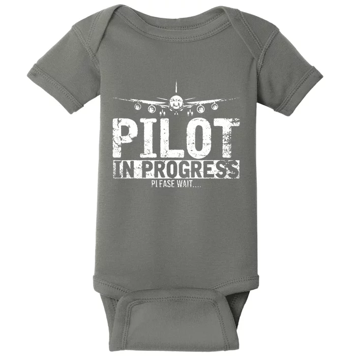 Funny Copilot Gift Flight Pilot In Progress Future Pilot Baby Bodysuit