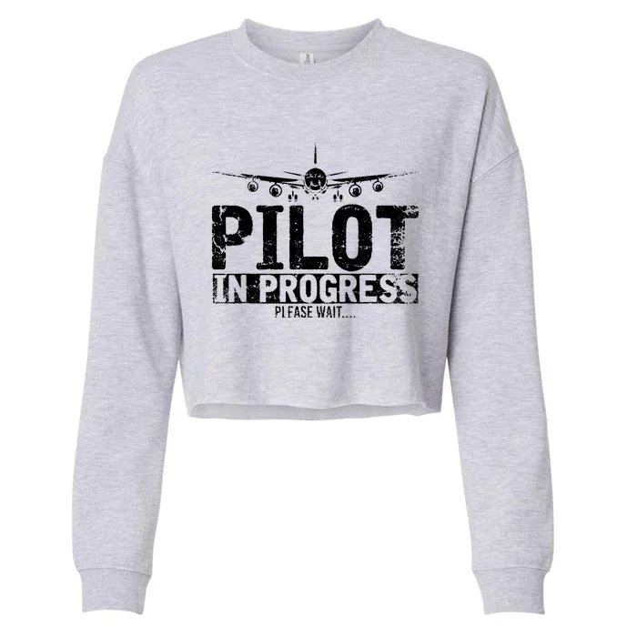 Funny Copilot Gift Flight Pilot In Progress Future Pilot Cropped Pullover Crew