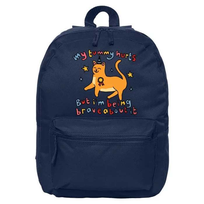 Funny Cat Graphic My Tummy Hurts Brave Cat 16 in Basic Backpack