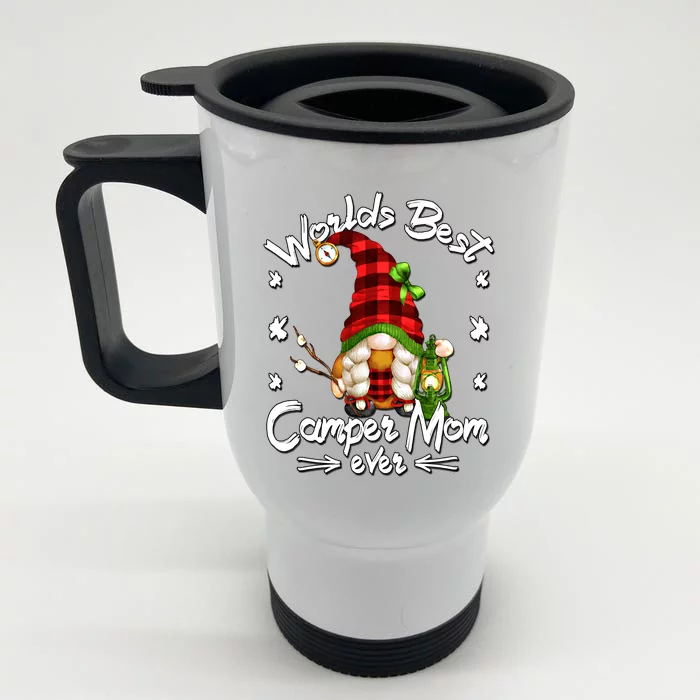 Funny Camping Grandma Gnome For Worlds Best Camper Mom Cute Gift Front & Back Stainless Steel Travel Mug