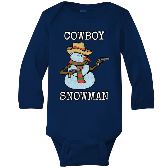 Funny Christmas Gift Western Cow Snow Gift Baby Long Sleeve Bodysuit