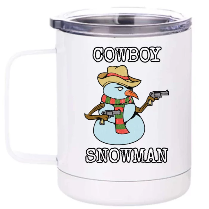 Funny Christmas Gift Western Cow Snow Gift Front & Back 12oz Stainless Steel Tumbler Cup