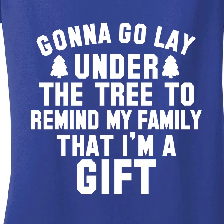 Funny Christmas Gonna Go Lay Under The Tree Gift Women's V-Neck T-Shirt