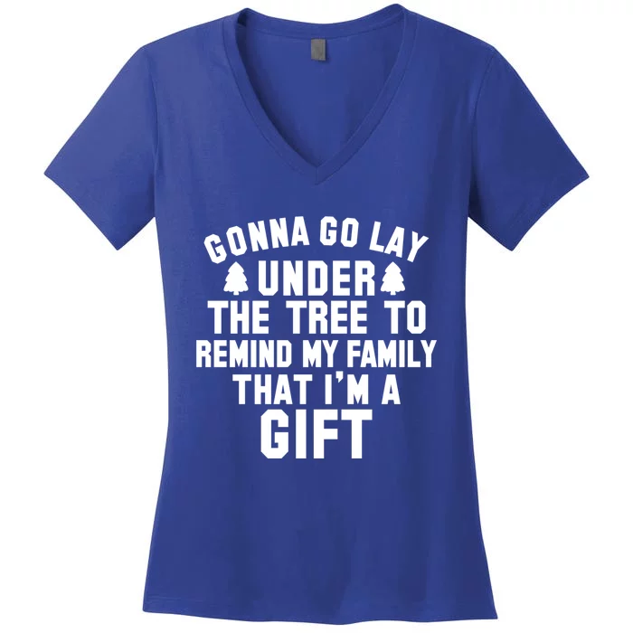 Funny Christmas Gonna Go Lay Under The Tree Gift Women's V-Neck T-Shirt