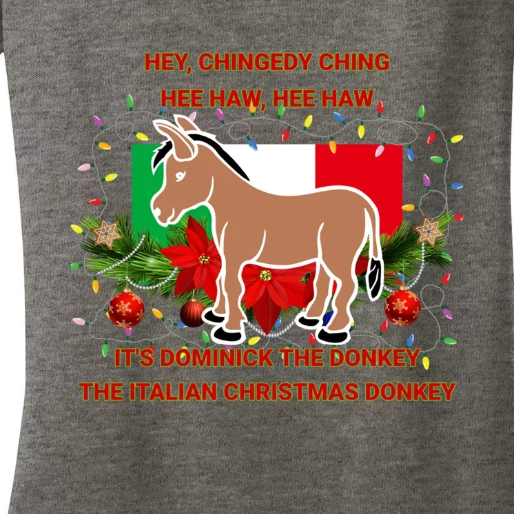 Funny Christmas Gift Dominick The Italian Christmas Donkey Women's V-Neck T-Shirt